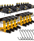 Heavy Duty Wall Mount Tool Organizer Four Pack Set With Dual Racks And Eight Drill Slots Floating Garage Shelves For Tools
