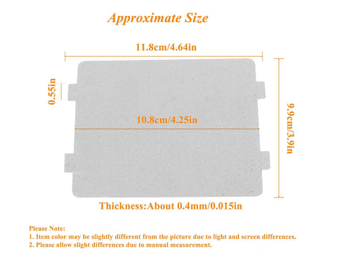 Universal Microwave Mica Plates Set For Waveguide Cover Heat Resistant 4.25 Inch By 3.9 Inch dimensions and thickness details