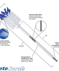 Drill Powered Bottle Brush Cleaner For Water Bottles Mugs Cups Pots Glasses Jars Blenders And Pitchers with measurement details.