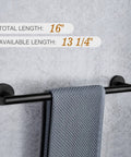 Must Have Matte Black Bathroom Accessories Set 16 Inch Hand Towel Bar Wall Mounted 4 Piece With Toilet Paper Holder And Two Robe Hooks Durable SUS304 Stainless Steel Hardware on gray wall with towel