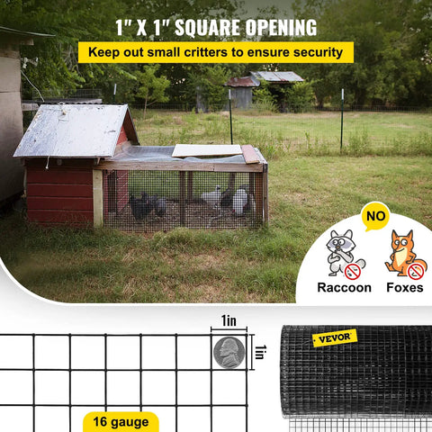 Rugged Vinyl Coated Galvanized Hardware Cloth Kit 36x50 With 1x1 Mesh 16 Gauge Welded Wire for Garden Fencing Display