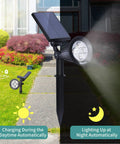 2-In-1 Solar Spot Lights Outdoor Waterproof Landscape Lighting With Auto On Off Sensor No Fuss Easy Install Bright 200 Lumen Led Pathway Garden Yard Driveway Lights Solar Powered Warm White 8 Pack installed in garden