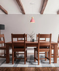 Kiven Instant Light Conversion Kit for 4/5/6inch Hole,Metal Farmhouse Lighting hanging from ceiling above a wooden dining table.