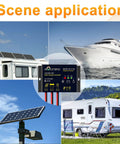 Off Grid Ready 10A Solar Charge Controller for 12V and 24V Systems with applications on RVs, boats, and solar panels