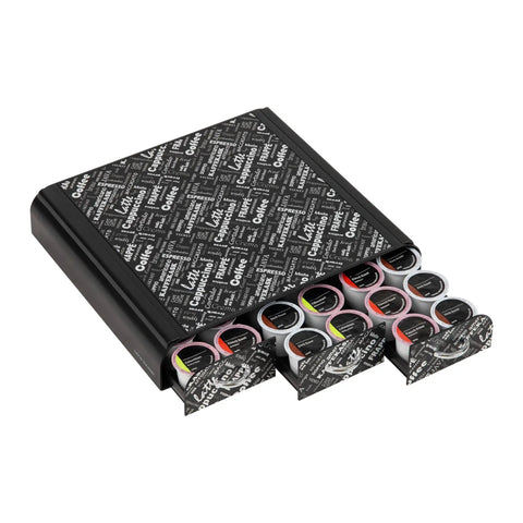 Space Saving 36 Pod Coffee Pod Drawer Black Metal Mesh Under Cabinet Organizer For K Cups Keeps Counter Clutter Down