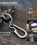 Titanium Carabiner Keychain With Quick Release Clip, Heavy Duty Key Ring And Lightweight Titanium Alloy Clip For Keys And Accessories