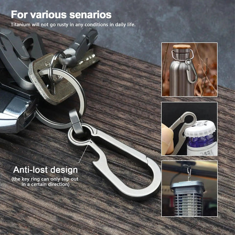 Titanium Carabiner Keychain With Quick Release Clip, Heavy Duty Key Ring And Lightweight Titanium Alloy Clip For Keys And Accessories