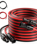 Solar Extension Cable 10 AWG 20ft With MC4 Connector And 8ft With OT Connector All-In-One Kit For Solar System Dual Pair Red Black