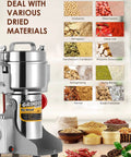 Beefed Up 700g Electric Grain Grinder Mill With Safety Lid, handling various dried materials like beans and spices, CE 110V