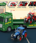 Huge 25.6 Inch 3 In 1 Farm Truck Toy Set For Kids Ages 3 To 6 With Inertia Semi Trailer Lights And Sounds, showing tractors