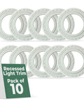 Pack Of 10 White Recessed Light Trim Medallions For Easy Install, 10 Inch Outer Diameter, 6 Inch Inner Diameter, Polyurethane Ceiling Rosettes For Recessed Lights And Fans, Water Resistant And Durable Cover For Unfinished Edges