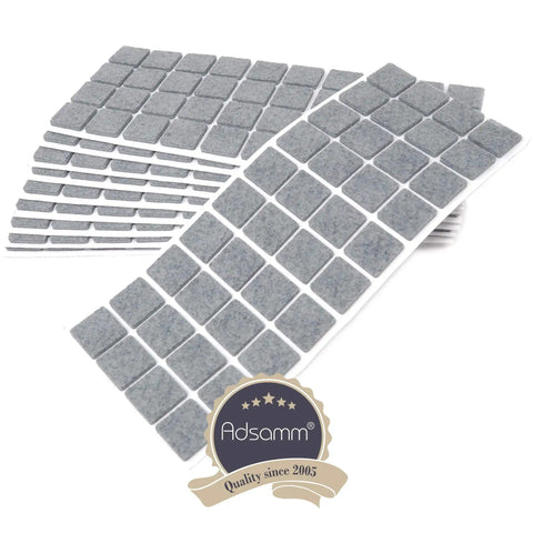 Top Shelf Self Adhesive Felt Pads For Furniture Legs 400 Pack Grey Square Floor Savers thick stick-on grey felt pads.
