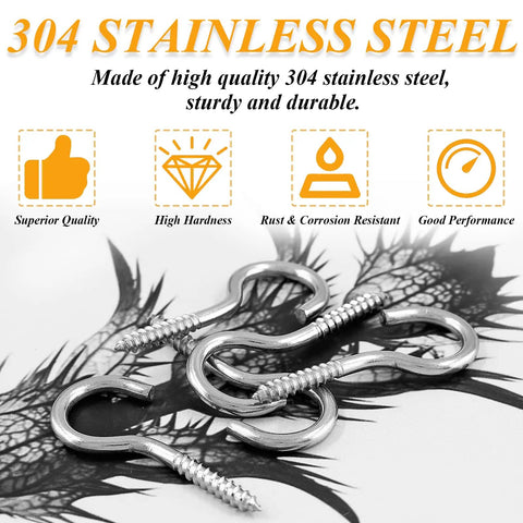 Built Like A Tank M4 X 50Mm Stainless Steel Screw Hooks, 2 Inch Heavy Duty Eye Bolts, 304 stainless steel quality.