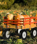 Pumpkin-filled wagon with 2 Pack 16 Inch Rubber Solid Heavy Duty Flat Free Tires And Wheels for garden carts, 4.80/4.00-8 size.