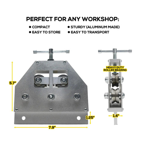 Tubing Straightener For 3/16 To 1 Inch Coiled Brake And Fuel Line Tubing with bench clamp and heavy-duty roller bearings