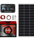 100W 12V Solar Power Kit With 20Ah LiFePO4 Battery, 100W Mono Panel, And 10A PWM Charge Controller For RVs, Trailers, Campers