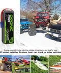 Beefy 6S 22.2V 4000mAh 60C LiPo Battery With EC5 Connector for RC vehicles, shown with model cars, helicopters, boats, and planes.