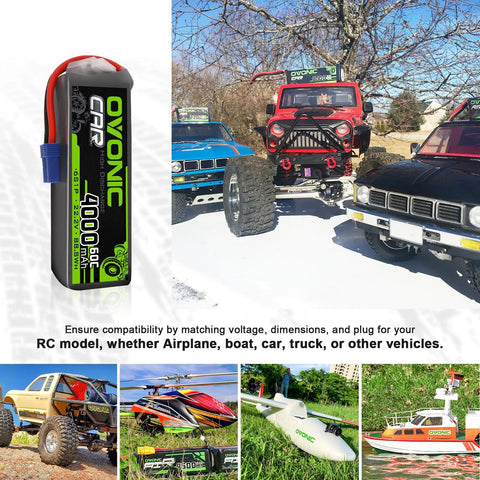 Beefy 6S 22.2V 4000mAh 60C LiPo Battery With EC5 Connector for RC vehicles, shown with model cars, helicopters, boats, and planes.