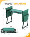 All In One Garden Kneeler And Seat Foldable Stool With Thick EVA Foam Pad Heavy Duty Bench With Tool Pouch dimensions chart