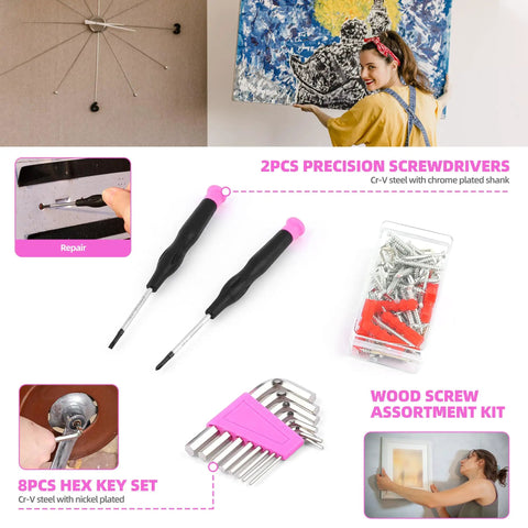Lightweight Pink Cordless USB Electric Screwdriver Kit With 3.6V Drill Driver For Home DIY Women Friendly Tool Set Easy To Use
