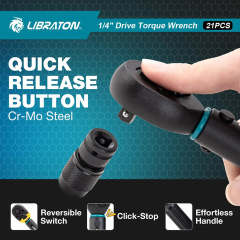 Bike Torque Wrench One Quarter Inch Drive Five To Twenty Five Newton Meters Micro Click Set highlighted features with hand