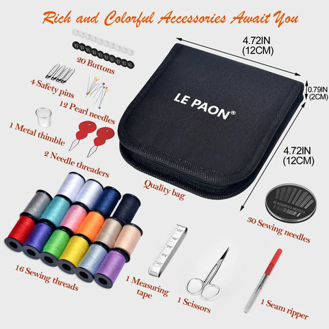 Grab And Go Portable DIY Sewing Kit For Travelers And Beginners With 16 Spools Of Thread Scissors Needles Thimble Tape Measure Plus All Essentials