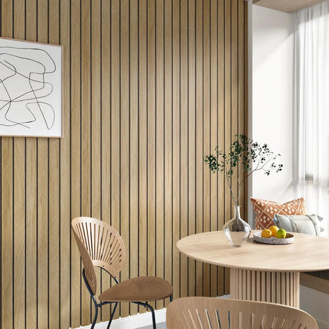 3D Brown Wood Wall Panels Peel And Stick Acoustic Slat Paneling For Bedroom Living Room Office DIY Friendly Easy Install