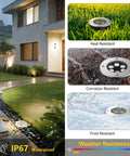 Landscape Lighting Well Lights Kit 6W 12V 24V Ground Lights 6000K Bright White IP67 Waterproof showcased in various weather conditions.