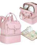 Premium Breast Pump Bag Featuring An Insulated Cooler Compartment For Wearable Pumping Backpack with storage for milk and nursing gear.