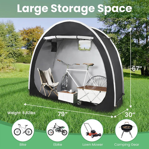Easy Setup Bike Tent With Built In Bicycle Racks Outdoor Portable Storage Shelter For 2 Or 3 Bikes Weatherproof 210D Oxford
