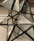 Close-up of Big 16 Inch Moravian Star Pendant Light with Clear Glass for bulb installation
