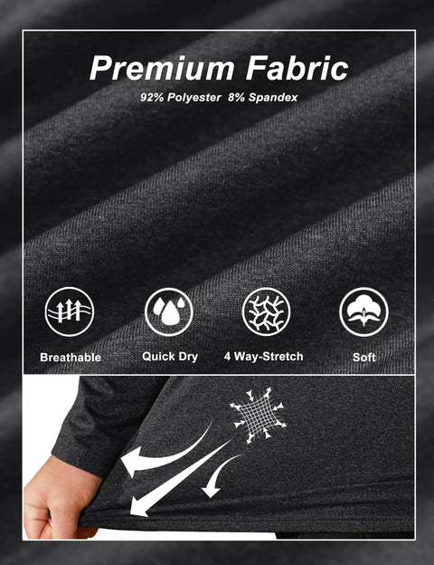Close-up of Mens Quarter Zip Fleece Lined Sweatshirt Lightweight Thermal Pullover fabric showing breathability and stretch design
