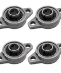 Image of 4 Pcs Pillow Block Bearing Set 10mm Bore Zinc Alloy Flange Mount Self Aligning Bearing KFL000 with visible mounting holes.