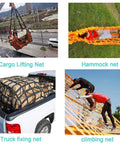 Heavy Duty Hanging Cargo Lifting Net Built Tough With Tear Resistant Safety Straps 1X1M Durable Polyester Mesh Solid Gear lifting packages above ground.