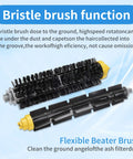Replacement Parts Kit For Roomba 600 Series Vacuum Cleaner With Bristle Beater Brush Flexible Beater Brush Aero Vac Filter And Side Brush Fits 595 610 614 618 620 630 640 650 660 680 685 690 692 694 695, showing bristle and flexible beater brushes on blue background.