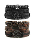 Genuine Leather Tree Of Life Bracelet For Men And Women Featuring A Dope Growth Symbol, black and brown braided, 215 mm size.