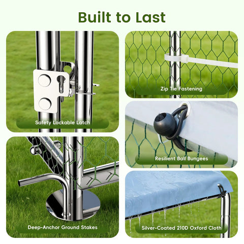 Heavy Duty Walk In Chicken Coop With Peak Roof And Waterproof Cover 13 By 9.8 By 6.4 Feet Poultry Enclosure Lockable Latch