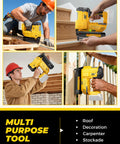 Tough 18 Gauge Cordless Brad Nailer And Stapler Pair in use for home carpentry projects and decoration.