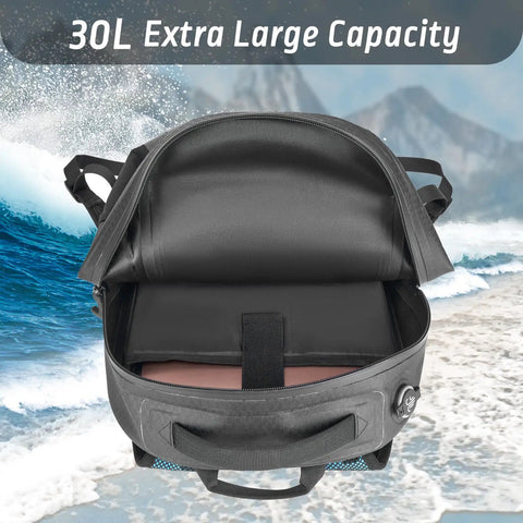 Open Floating Waterproof Dry Bag Backpack With Airtight Zipper And TPU Coating For Kayak Fishing Boating And Hiking 30L