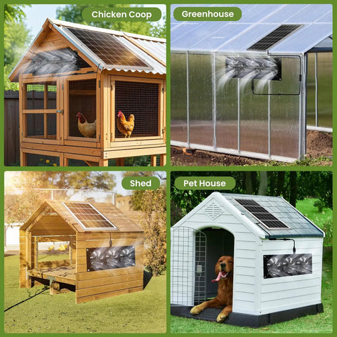 Solar Powered 3 Fan Kit With 25W High Velocity Waterproof Exhaust Fans For Outdoor Greenhouse Chicken Coop Shed Pet House Weatherproof Low Noise Operation No Battery Backup Easy Mount