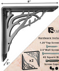 Angel Oak Heavy Duty Shelf Bracket Kit 8 By 8 Inches Set Of Two Metal Shelving Brackets For Wood Shelves Decorative Countertop Corbel And Mantel Mounting Support With Cast Iron Finish Holds Over 500 Lbs Per Pair, showing bracket design and included hardware.