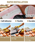Heavy Duty Self Adhesive Ridge Vent Mesh Roll 12 X 98.4 Inches being installed on roof ridge for moisture control.