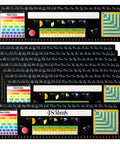 Huge 48 Pack Chalkboard Style Self Adhesive Desktop Nameplates For Classroom Use with educational charts and references.