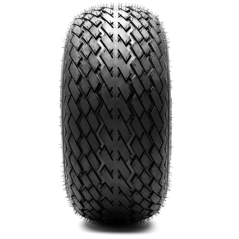 Sick Glossy White Steel Golf Cart Wheels And Durable Turf Replacement Tires Set Of Four With Snap Fit 4X4 Bolt Pattern For Hella Smooth Course Cruising - black turf tire with diamond tread.
