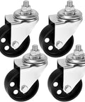 Beefy Cast Iron Transmission Jack Wheels Set Four Pack, 2.8 Inch Caster Wheels With Stem Mount, Heavy Duty Replacement Parts