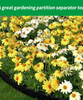 40 Foot Flexible Plastic Garden Edge Roll With 40 Spikes Two Inch Tall No Dig Landscape Border around yellow flowers