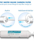 High Capacity Inline Carbon Filter For Undersink Reverse Osmosis Systems Stage Five With One Quarter Inch Quick Connect 5 Micron GAC