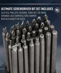 Heavy Duty Long Screwdriver Bit Set Contains Thirty Two Six Inch Reach Drivers With Quarter Inch Hex Shanks Forged From Tough S2 Steel, showing a variety of bits.
