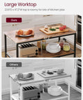 Large worktop of Industrial Kitchen Island Featuring Three Tier Storage And Generous Worktop, 47.2W x 23.6D for kitchen tasks.