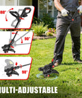 Cordless 12 Inch 3 In 1 String Trimmer Weed Eater Tool Only Red Workhorse with 8500 RPM motor used for grass edging